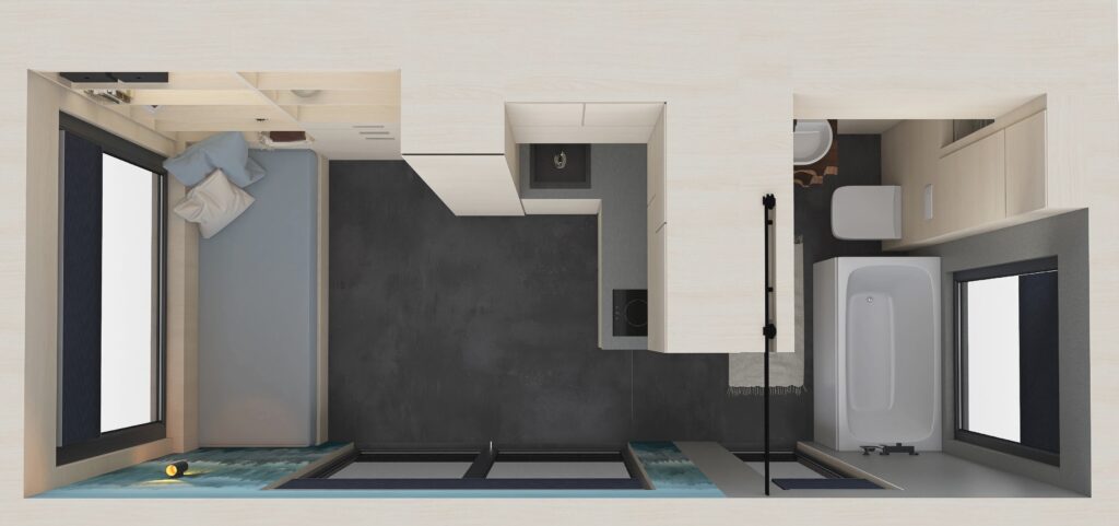 Rzut mobilnego domku 13m2